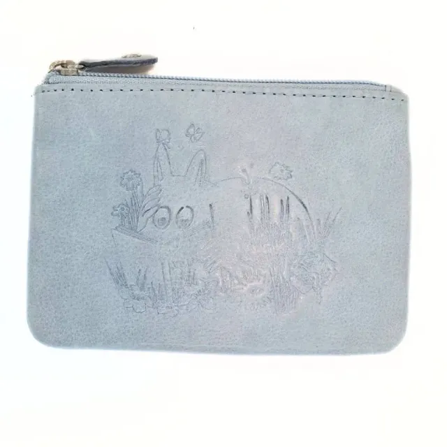 Moomintroll porte-monnaie cuir bleu 12x9 cm