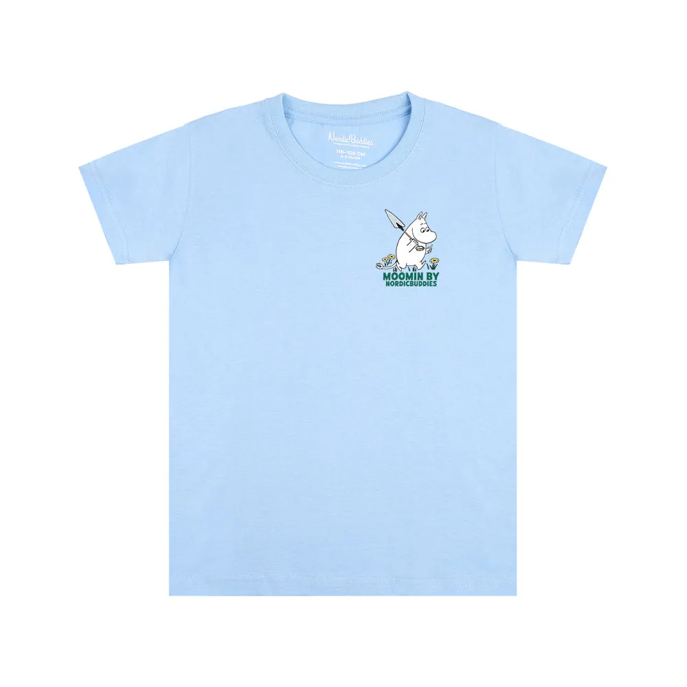 Moomintroll Gardening t-shirt enfant bleu clair coton