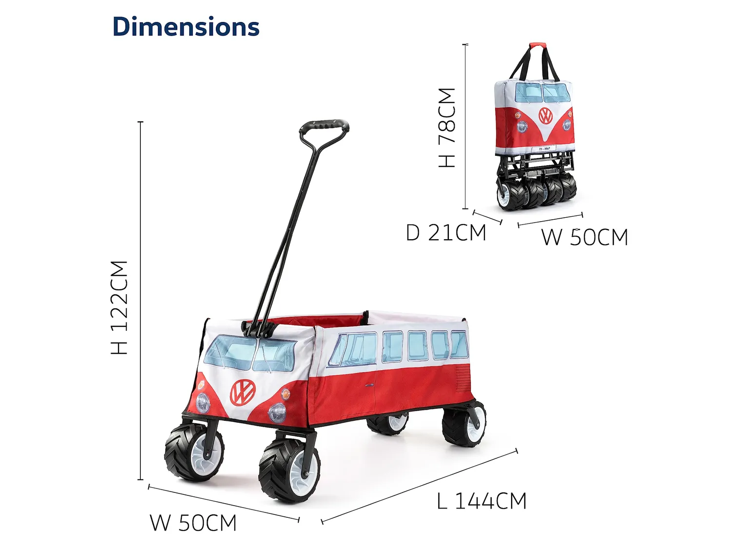 Brisa VW Collection T1 Bus Combi chariot pliable VW T1 rouge blanc