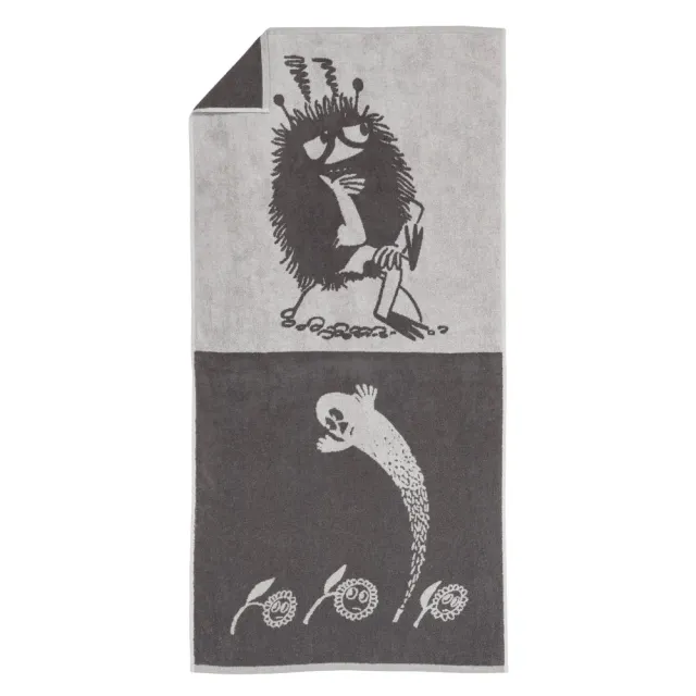 Moomintroll Stinky serviette de bain grise 70 x 140 cm coton bio
