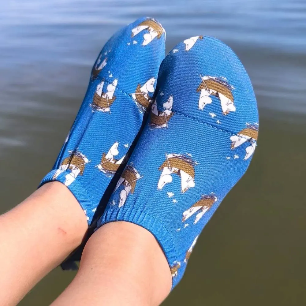 Moomintroll Snorkmaiden Boat chaussons bleus enfant antidérapants
