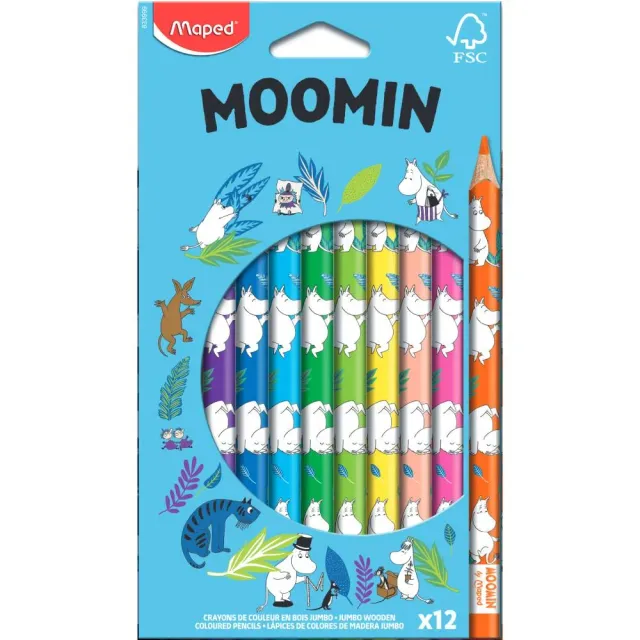 Moomintroll Colouring Pencils crayons Jumbo 12 pièces