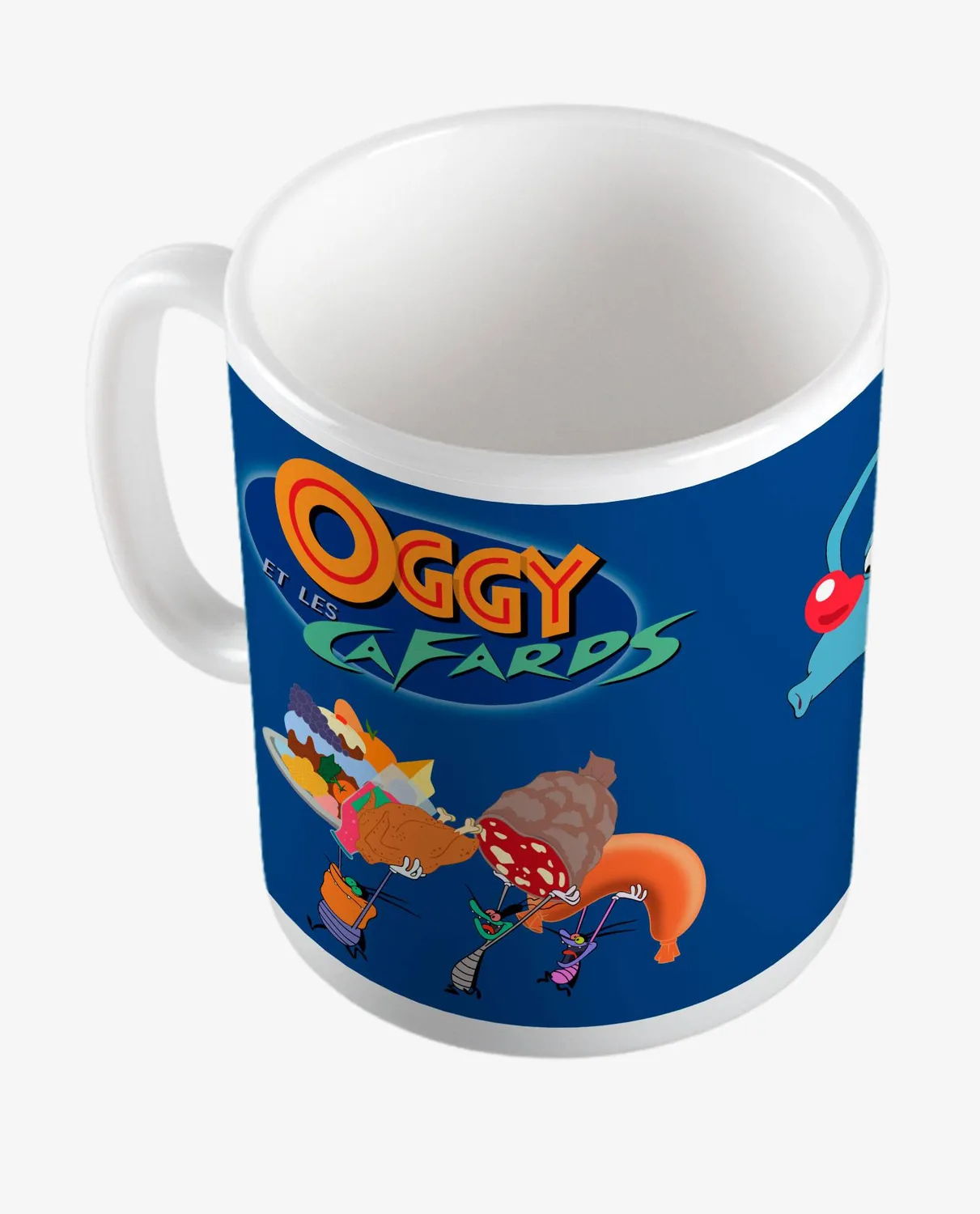 Pixgoodies Oggy et les Cafards vol de nourriture mug céramique