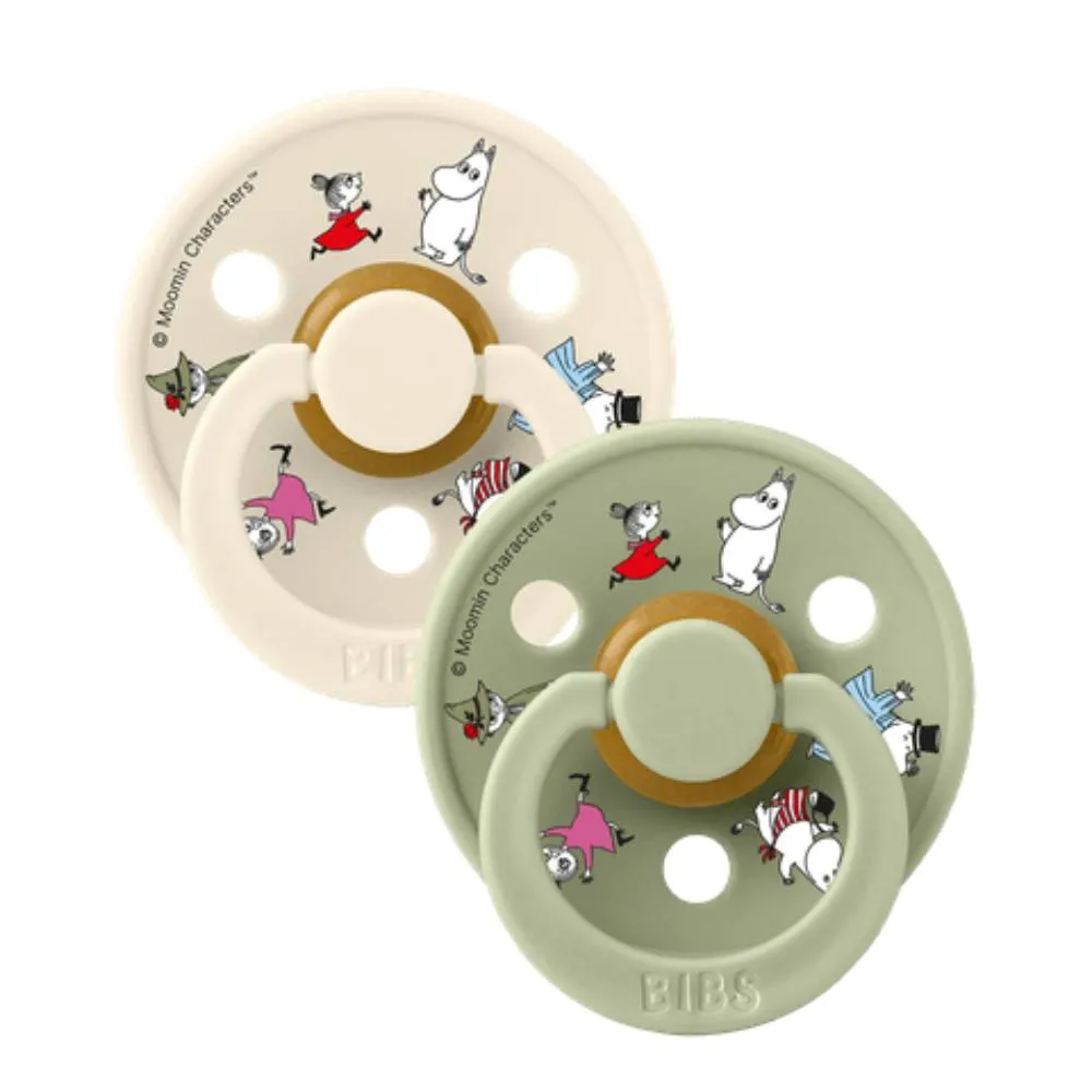 Moomintroll Friends BIBS Colour sucettes 2 pièces ivoire sauge caoutchouc naturel