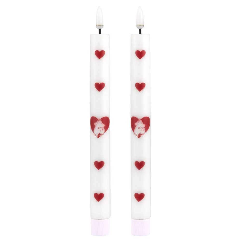 Moomintroll Heart bougies LED blanches lot de 2 25 cm
