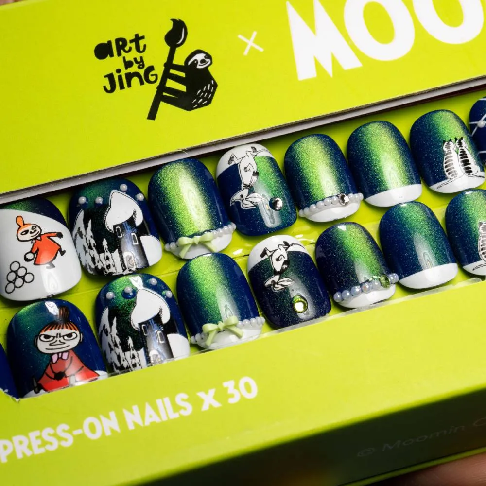 Moomintroll Aurora's Kiss faux ongles verts 30 pcs réutilisables