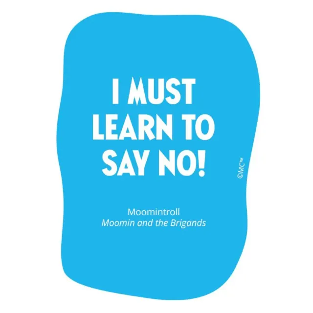 Moomintroll Say No sticker vinyle bleu 9x9 cm