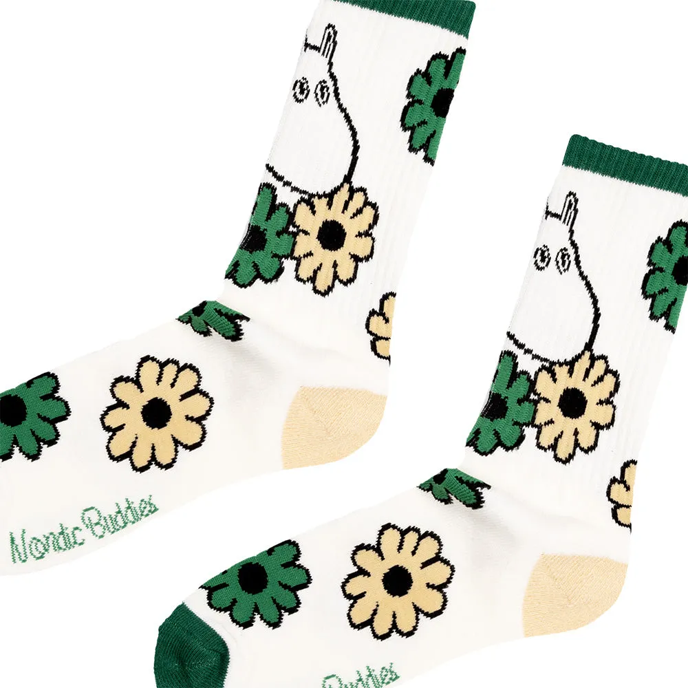 Moomintroll Flowers chaussettes rétro blanc-vert 40-45
