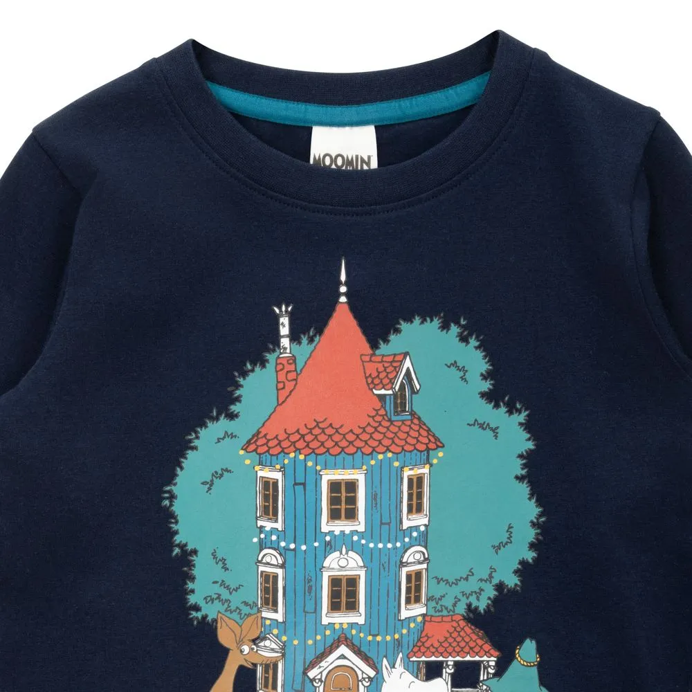 Moomintroll Festivity sweat enfant bleu foncé coton