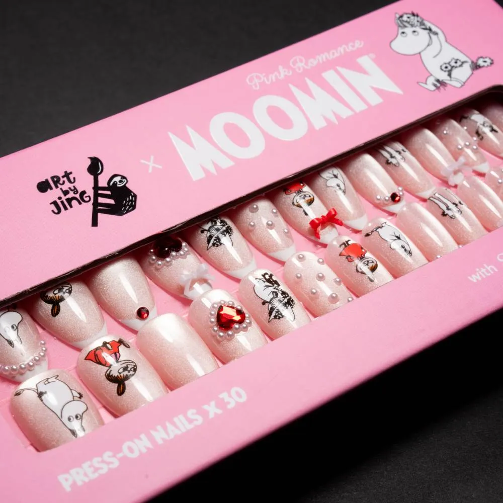 Moomintroll Romance Faux Ongles Press-on Roses 30 pièces