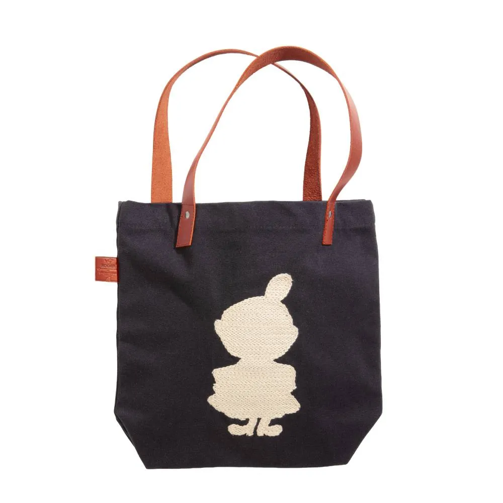 Moomintroll Little My sac cabas noir en coton brodé