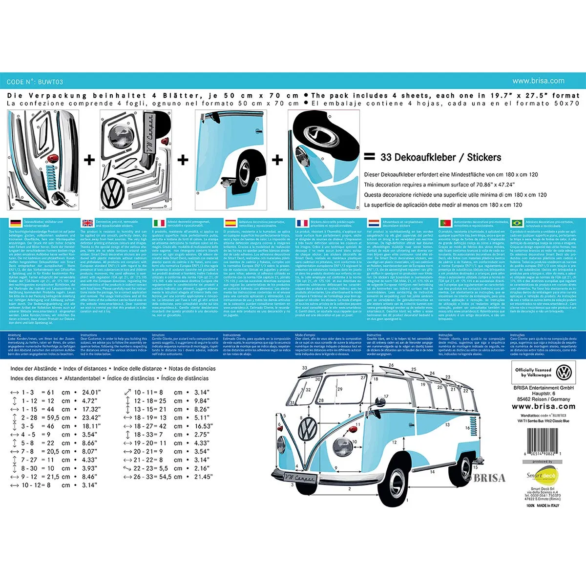 Brisa VW Collection T1 Bus sticker mural
