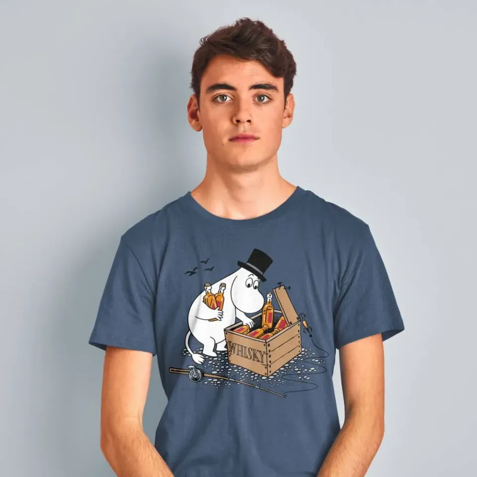 Moomintroll Moominpappa Whisky Case T-shirt bleu coton