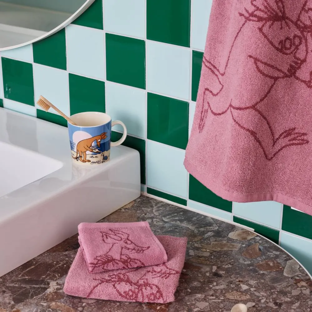 Moomintroll Sniff serviette main mauve coton bio