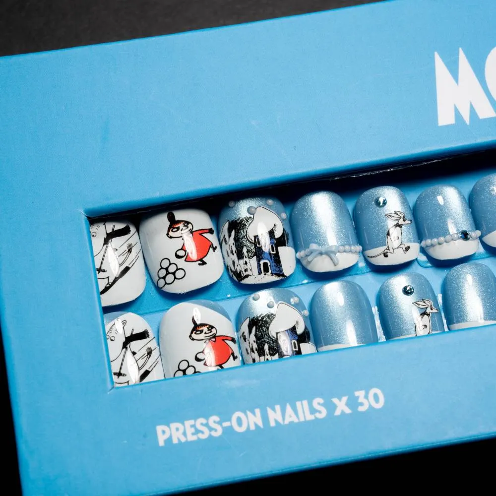 Moomintroll Winter Tale faux ongles bleus 30 pièces réutilisables
