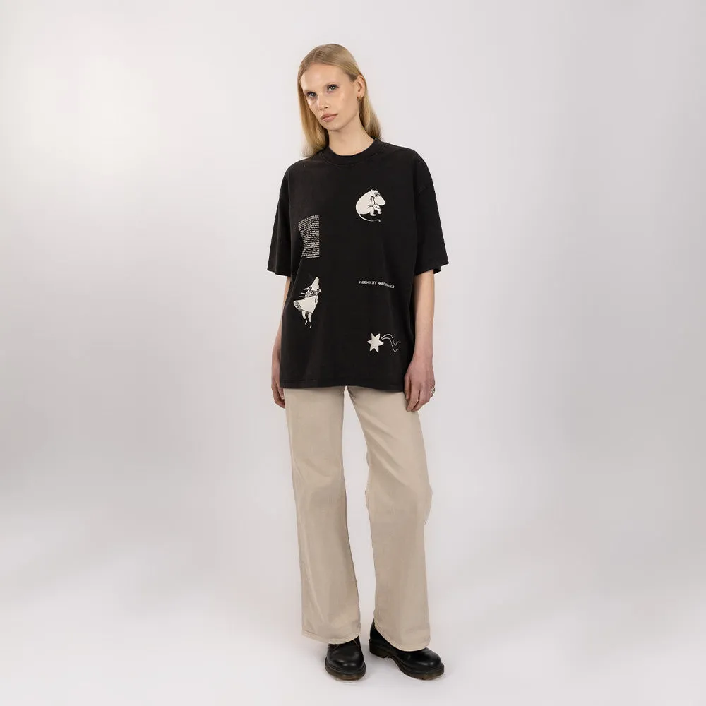 Moomintroll Comet T-shirt noir unisexe coton