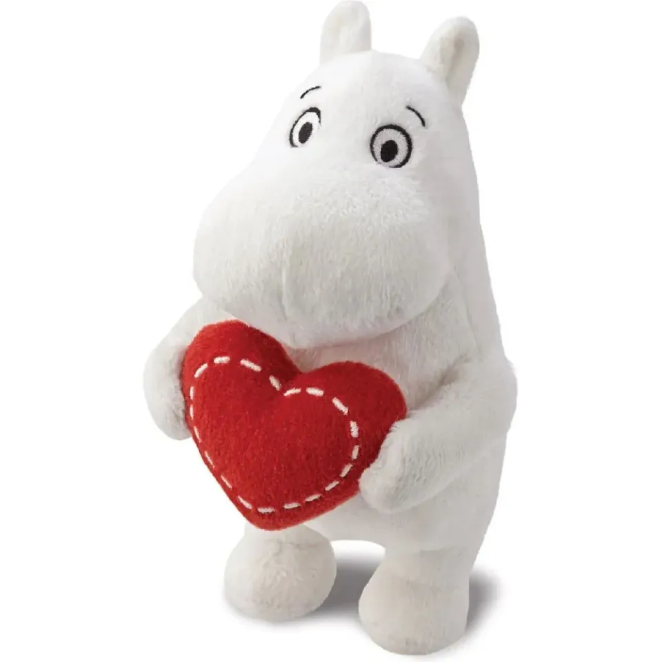 Moomintroll peluche cœur blanc 18 cm rembourrage recyclé