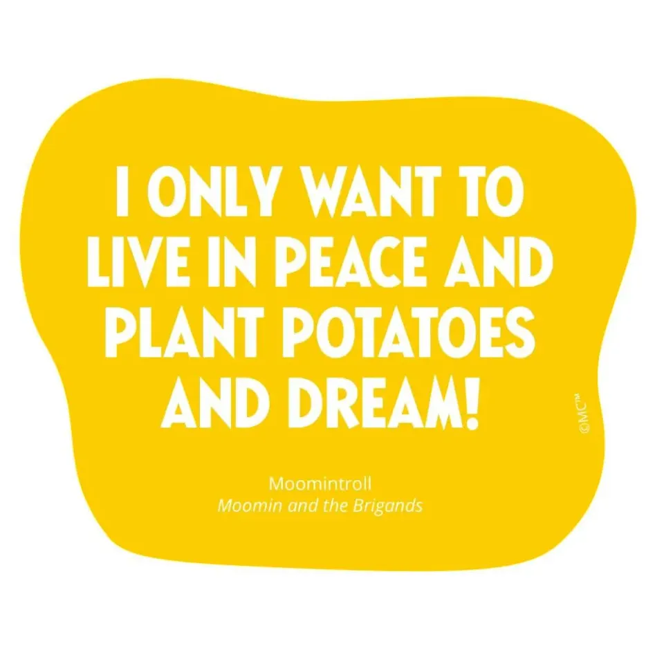 Moomintroll Potatoes sticker vinyle 9x9 cm jaune