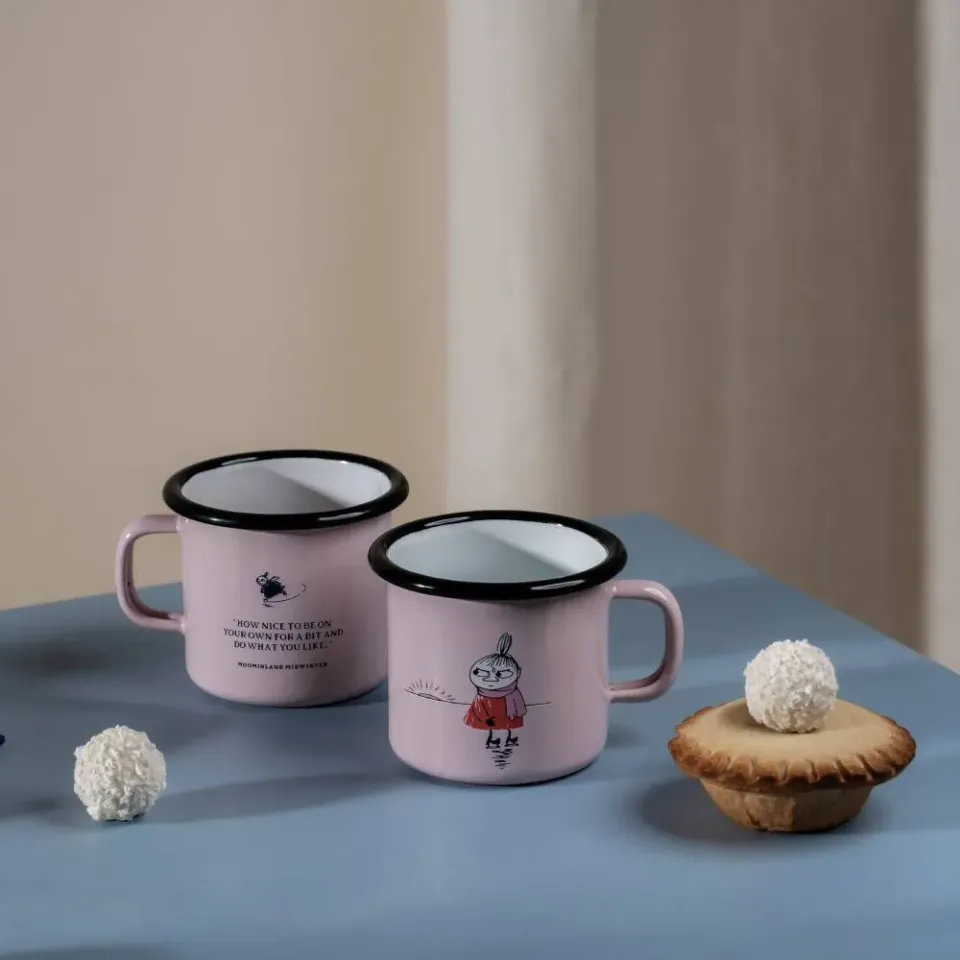 Moomintroll Dreamy Winter mug émail rose
