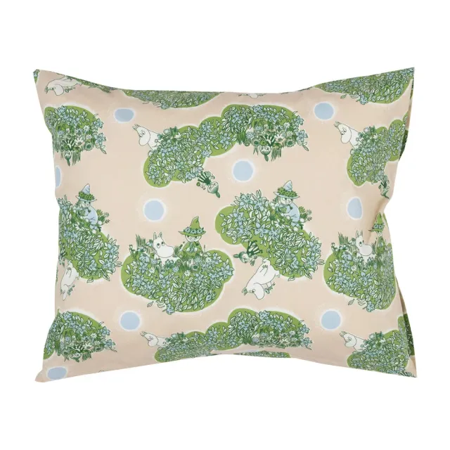 Moomintroll Always Together taie d'oreiller verte coton bio