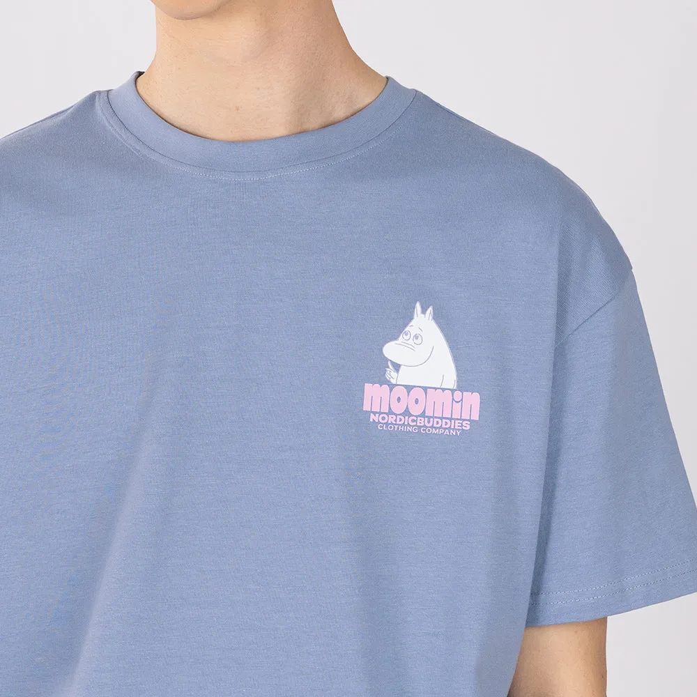 Moomintroll Walking t-shirt bleu coton unisexe oversize