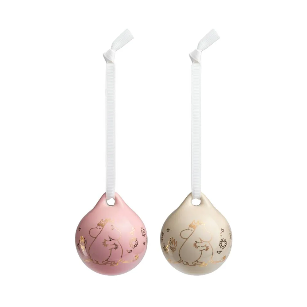 Moomintroll Love boules de Noël dorées lot de 2
