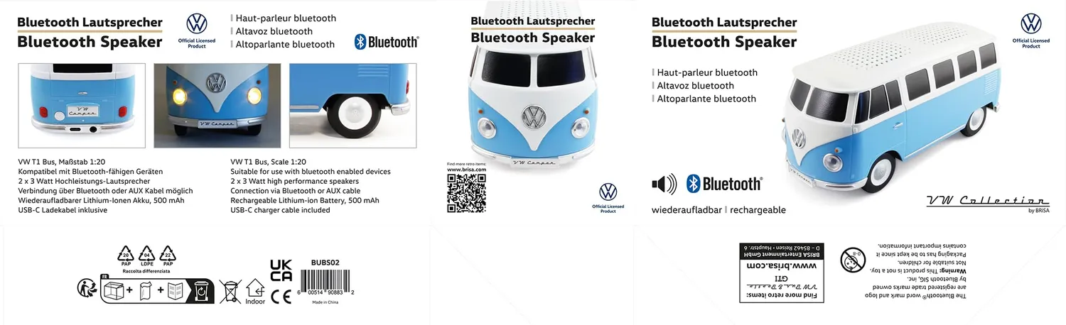 Brisa VW Collection T1 Bus Combi enceinte Bluetooth