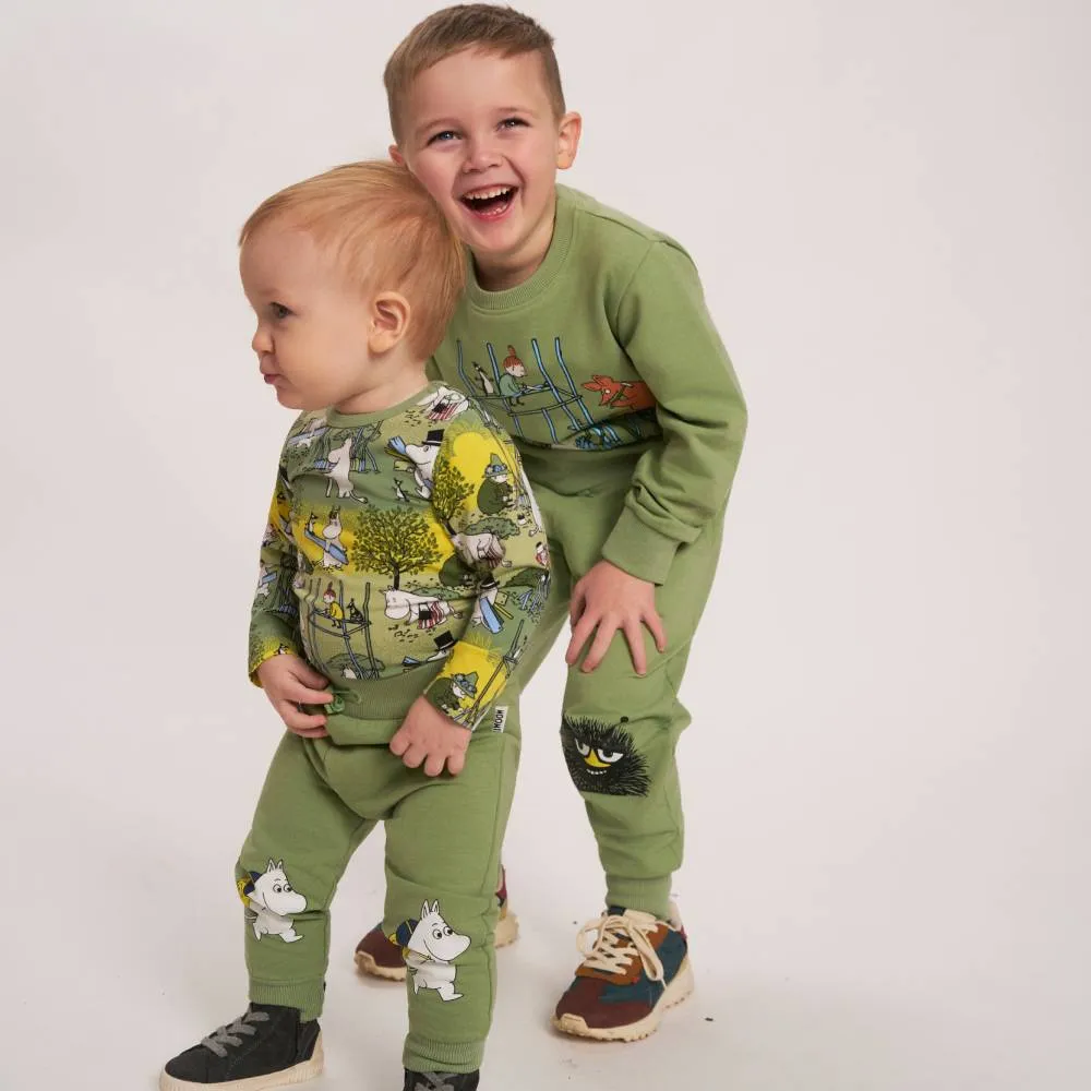 Moomintroll Busy Bees body bébé vert coton bio