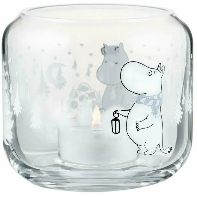 Moomin Snowfall photophore 8 cm en verre