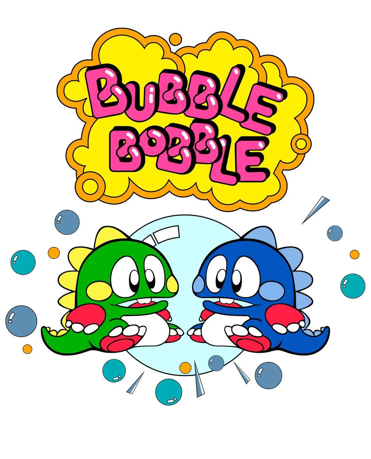 Pixgoodies Bubble Bobble t-shirt coton dragons