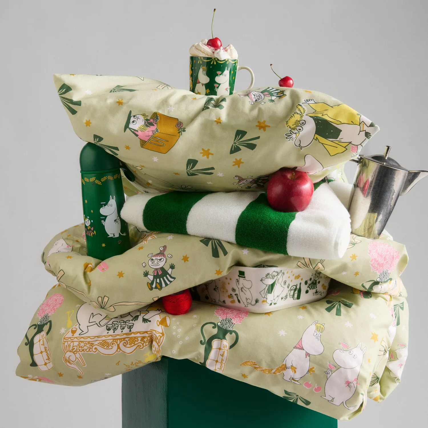 Gift of Love taie d’oreiller Moomin verte en coton bio