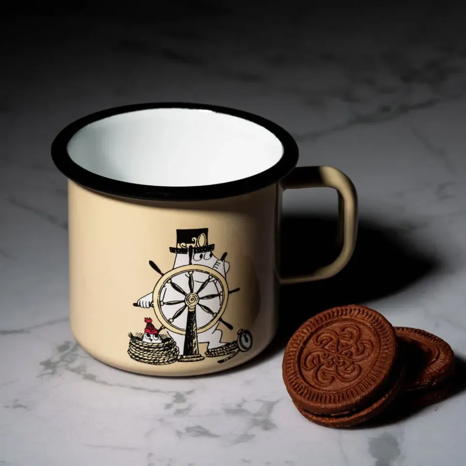 Moomintroll Moominpappa Adventurer mug émail beige 37 cl