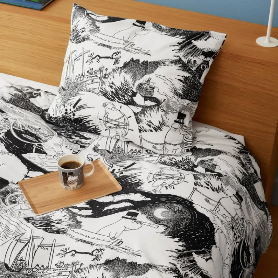 Moomintroll Sailing parure de lit grise 150x210 cm
