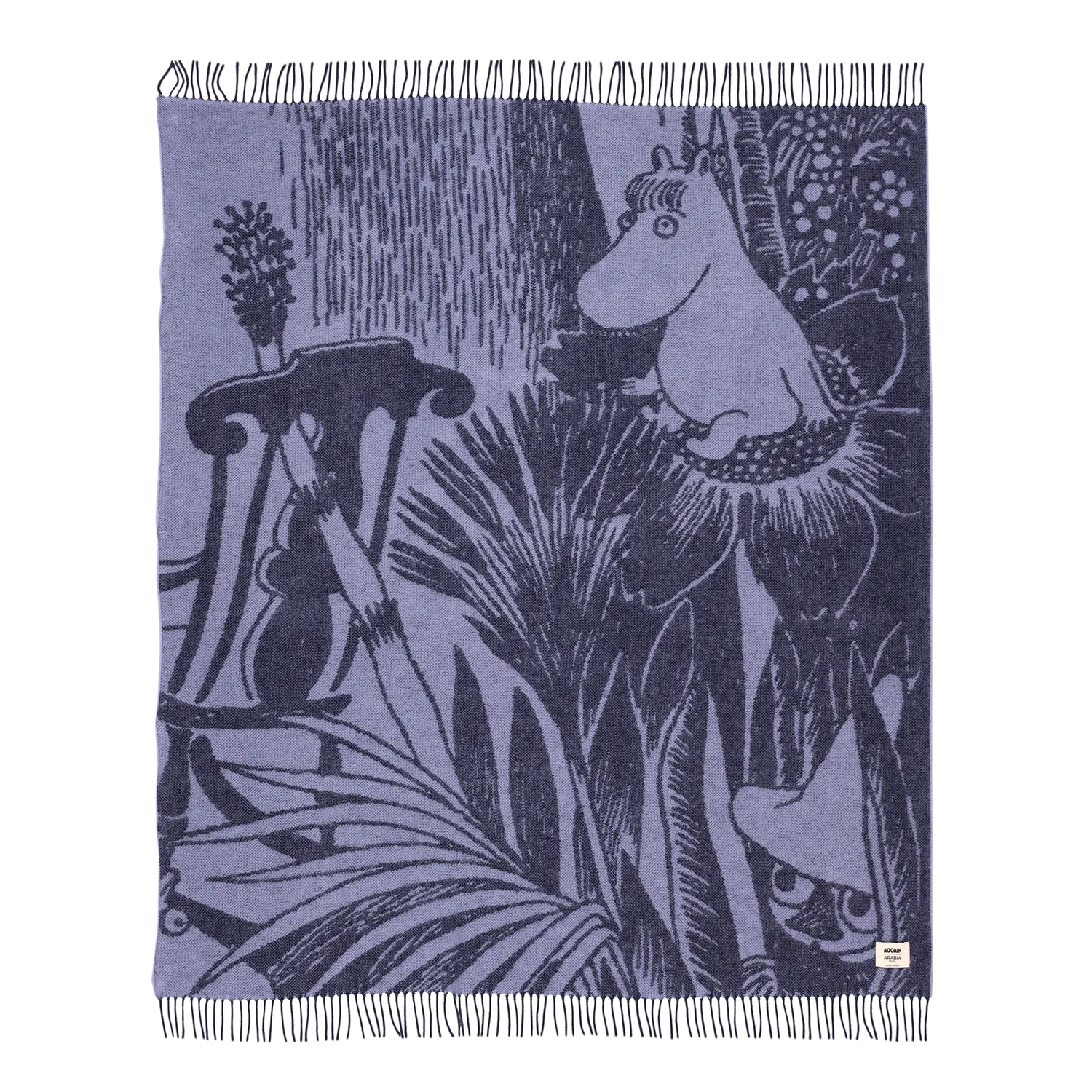 Moomintroll Mystical Forest plaid laine bleu 130x170 cm