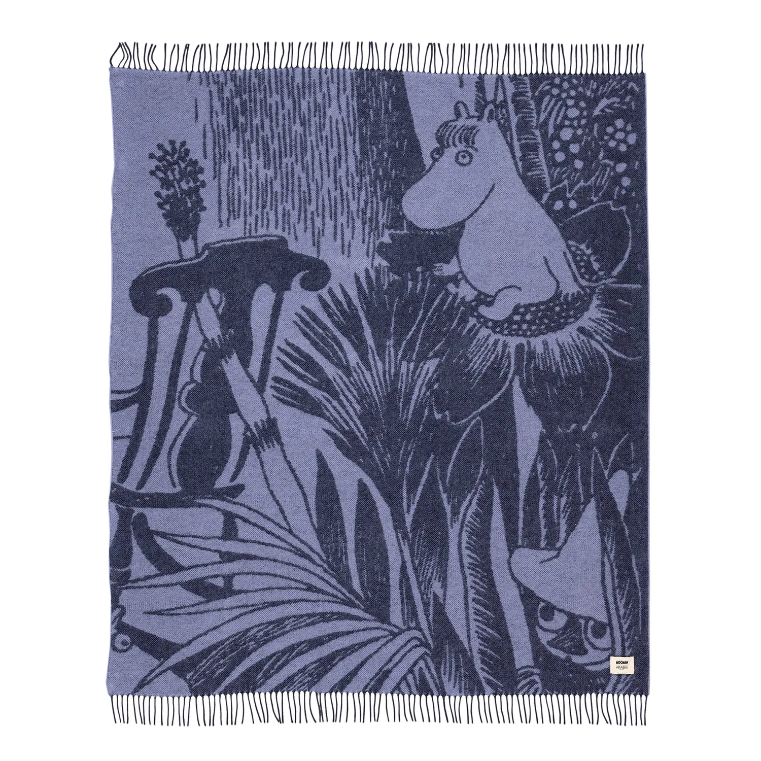 Moomintroll Mystical Forest plaid laine bleu 130x170 cm