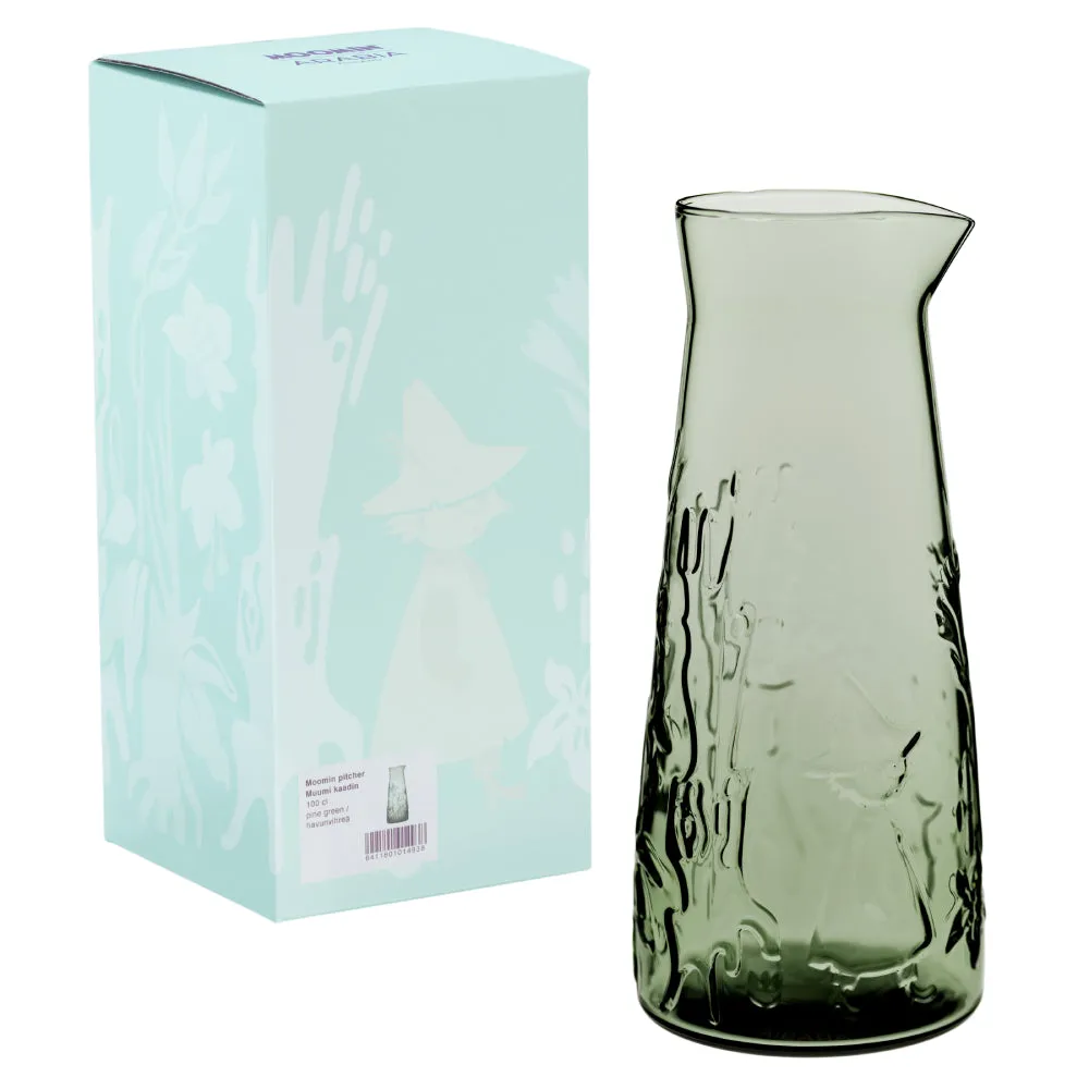 Moomintroll Mystical Forest carafe en verre 100 cl verte soufflée