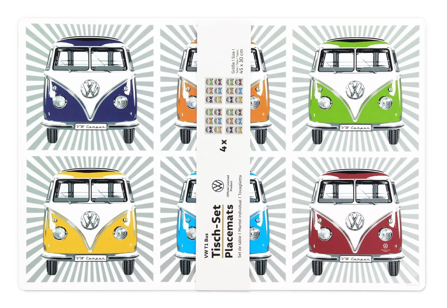 Brisa VW Collection T1 set de table lot 4 Samba Stripes