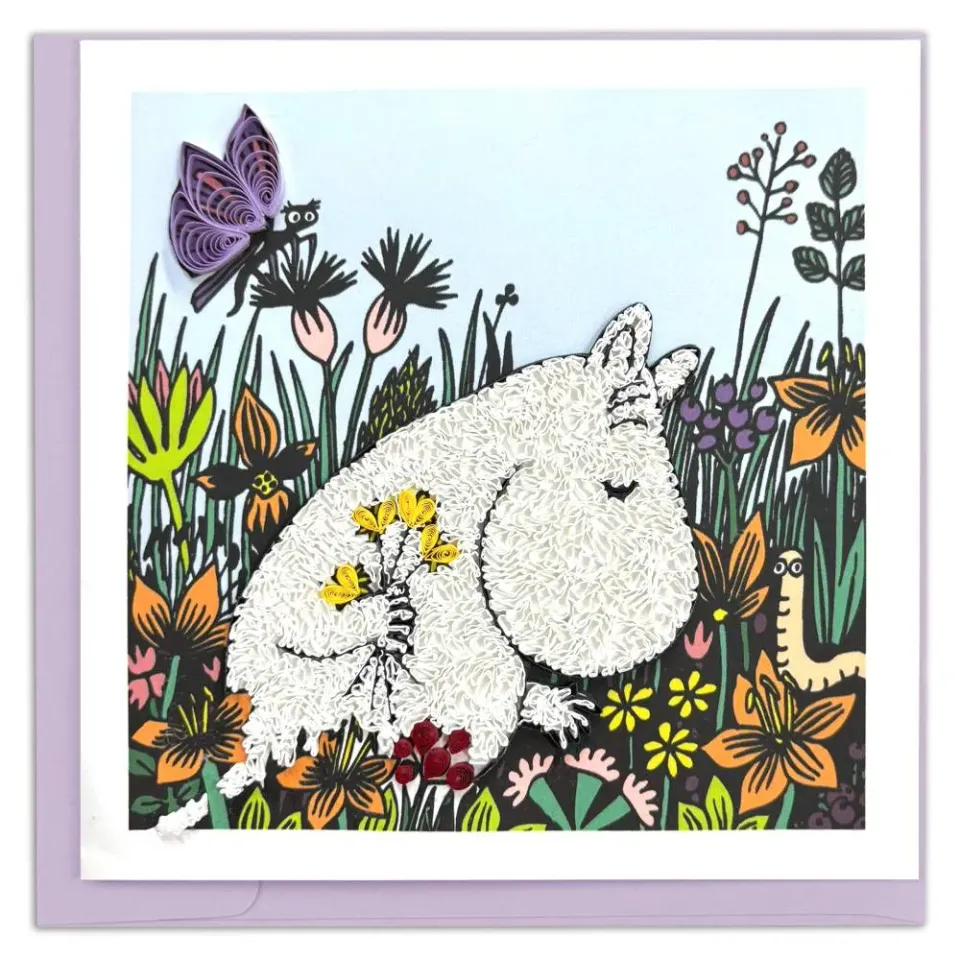 Moomintroll Flowers carte de vœux quilling 15 x 15 cm