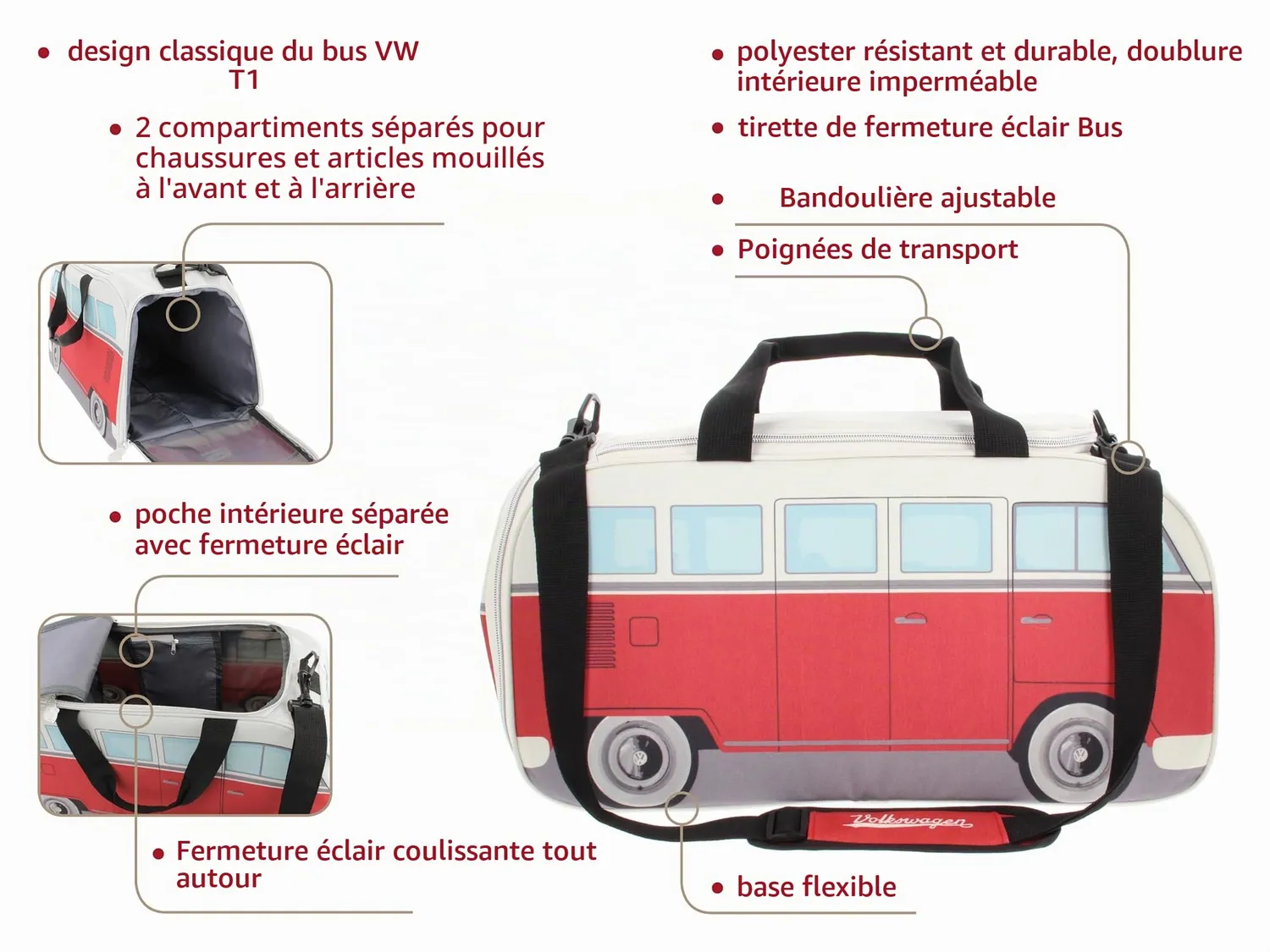 Brisa VW Collection sac de sport T1 Combi rouge 33 L