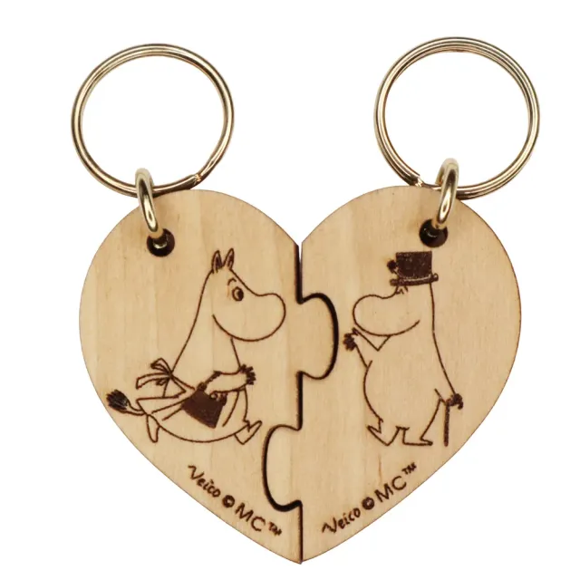 Moomintroll Moominmamma & Moominpappa porte-clés coeur bois