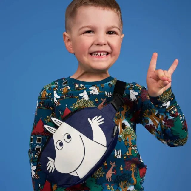 Moomintroll sac banane bleu coton 19 cm