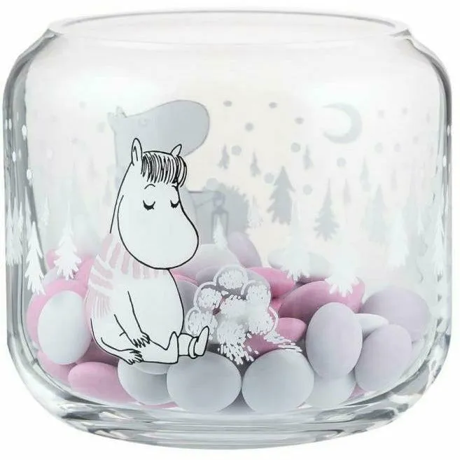Moomin Snowfall photophore 8 cm en verre
