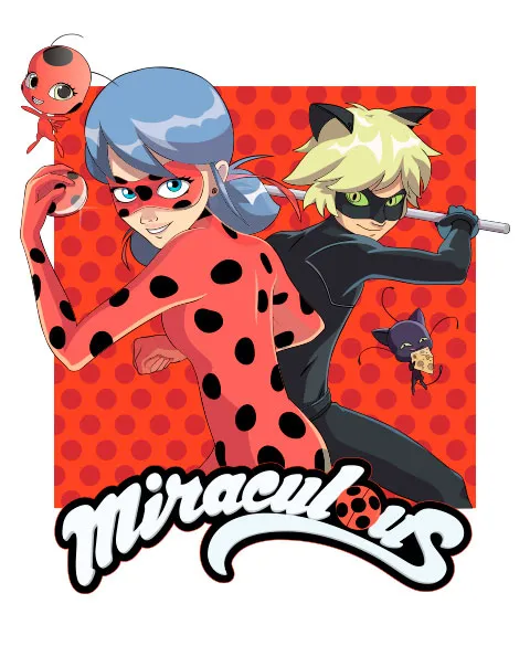 Pixgoodies Miraculous t-shirt coton Ladybug Chat Noir