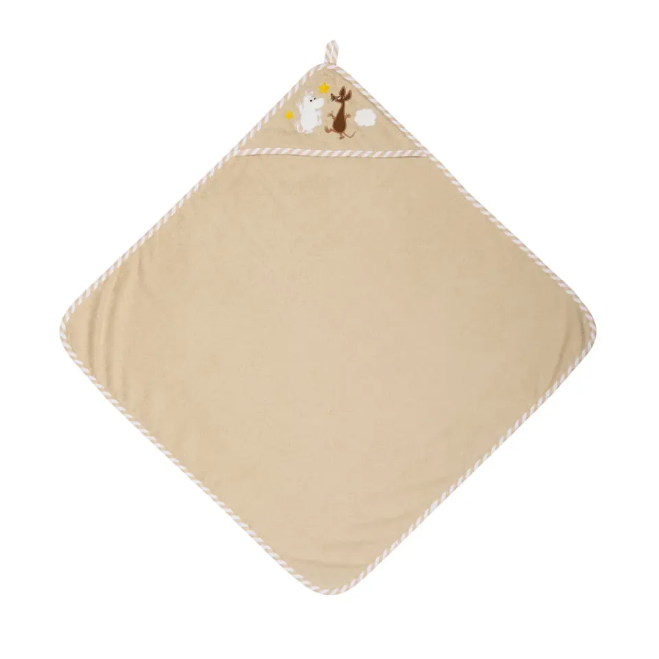Moomintroll Space Adventure serviette capuche bébé beige 80x80