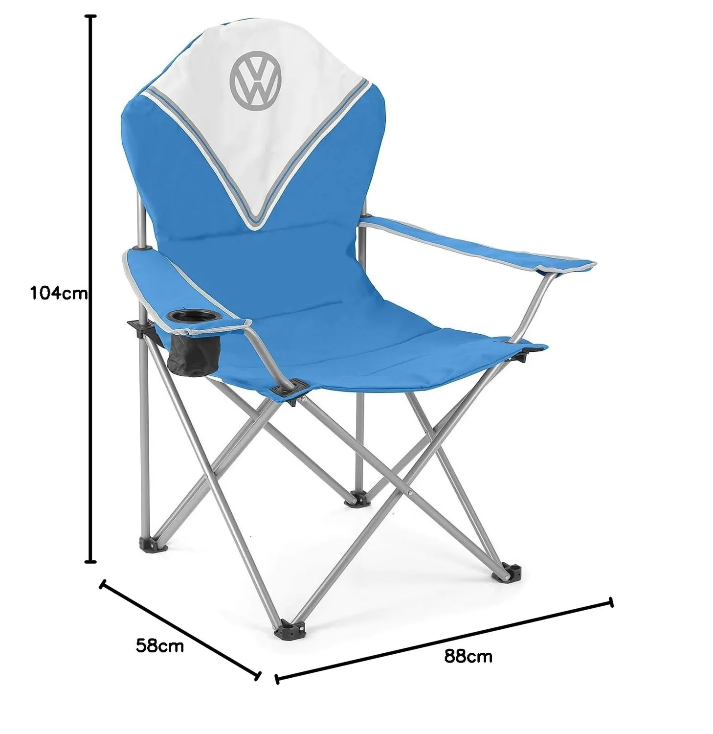 Brisa VW Collection chaise camping T1 Deluxe bleue 100 kg