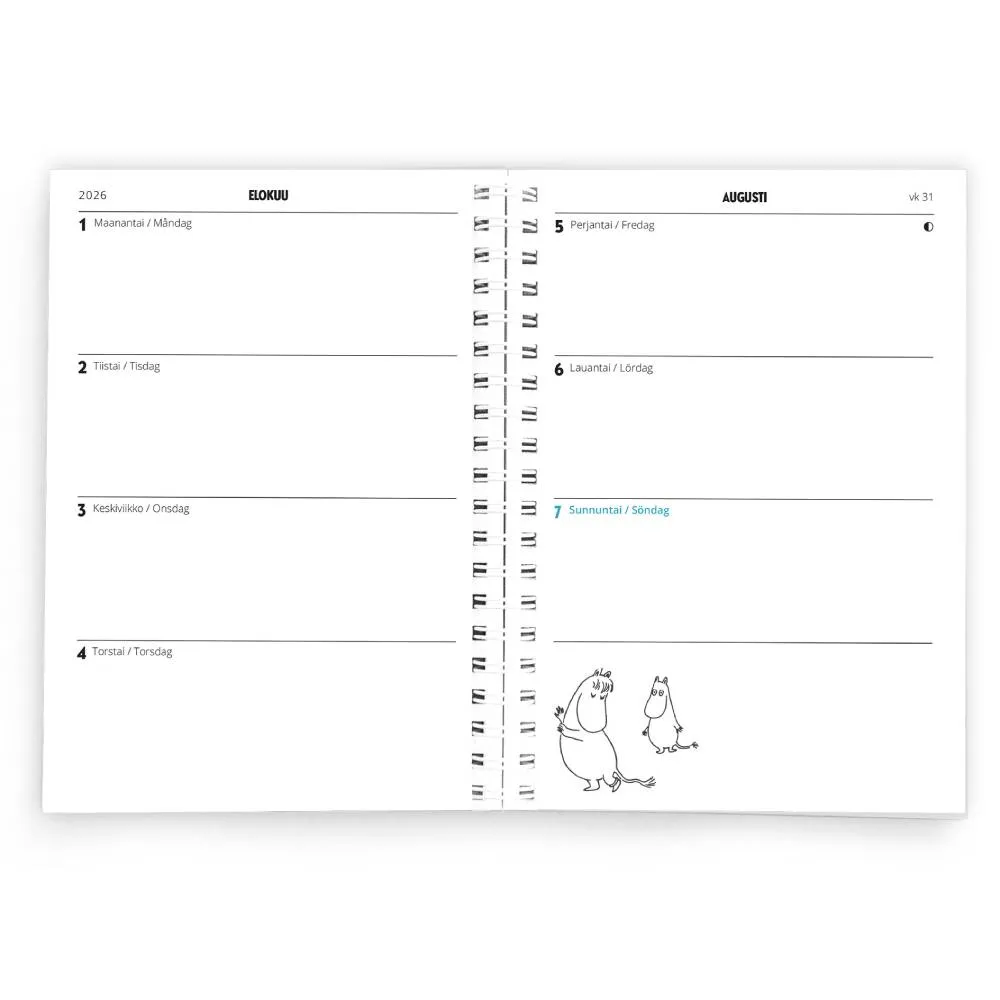 Moomintroll agenda scolaire 2026-2027 midi 12x17 cm