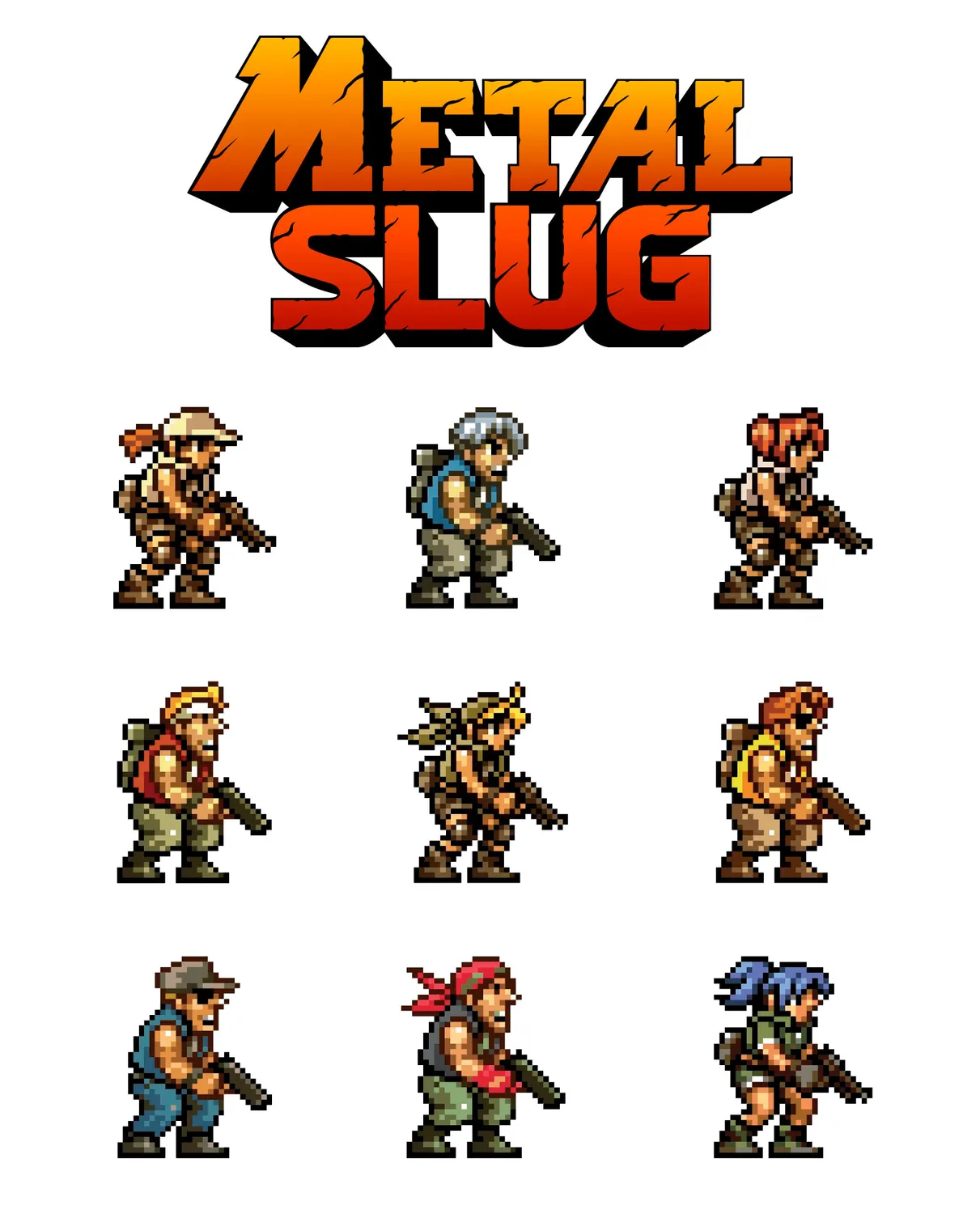 Pixgoodies Metal Slug Personnages t-shirt coton
