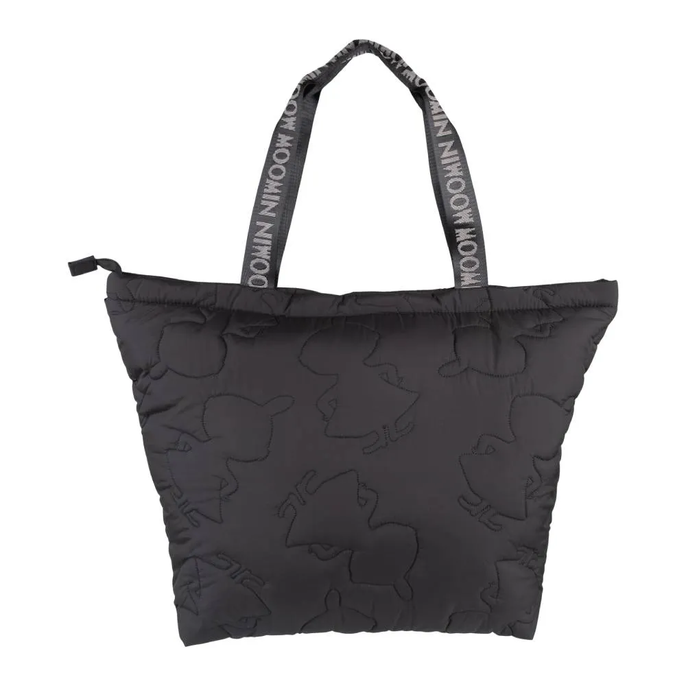 Moomintroll Little My sac shopping matelassé noir logo