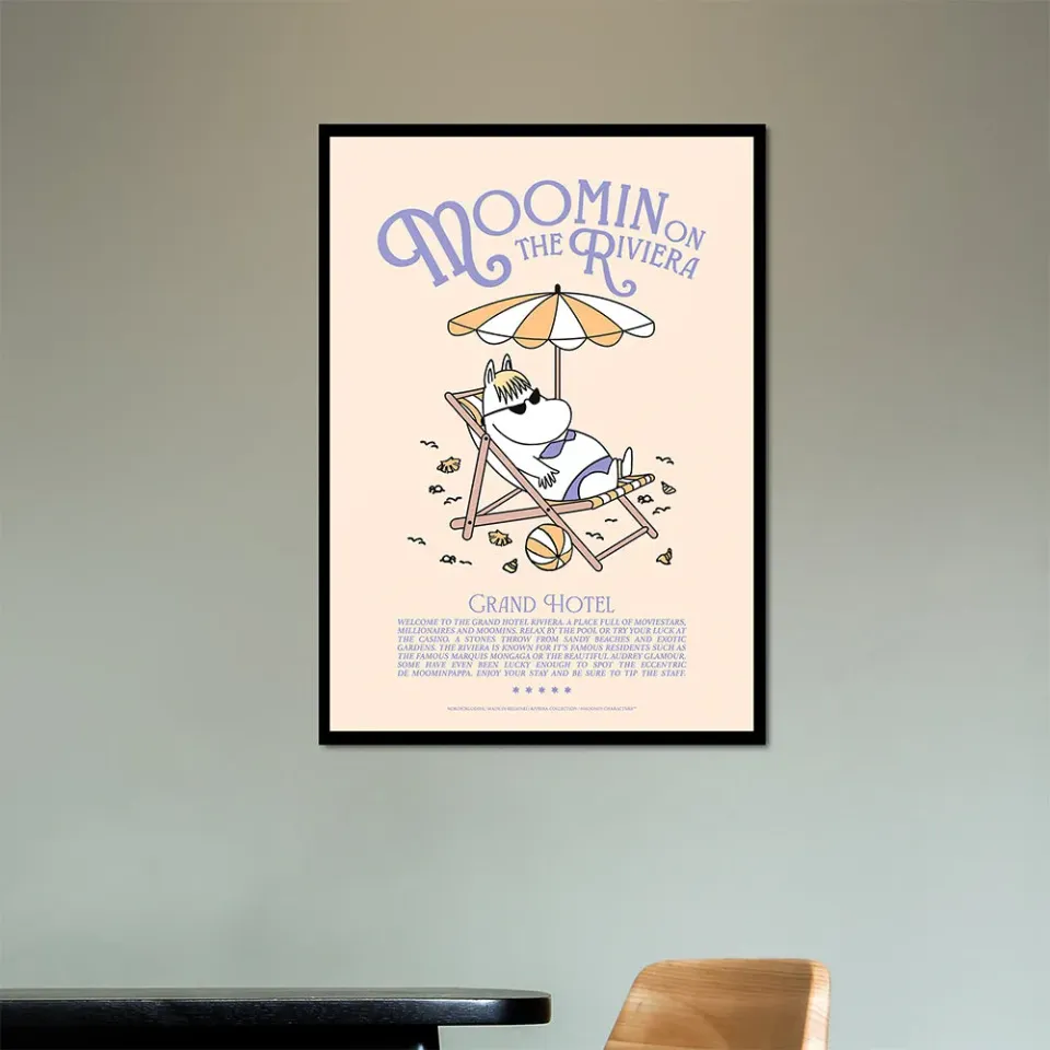Moomintroll Riviera Snorkmaiden poster beige papier