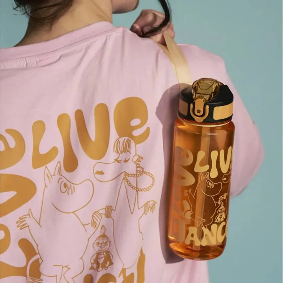Moomintroll Dance gourde jaune 800 ml paille